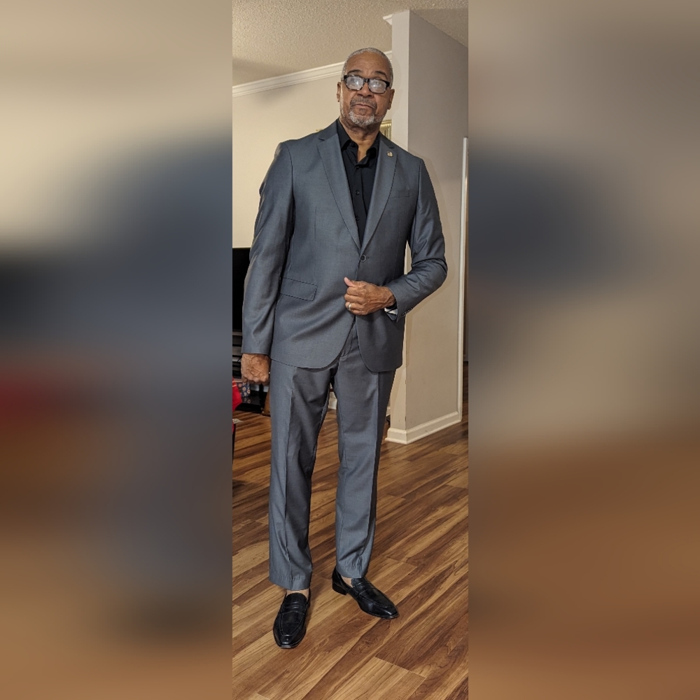 Men's suit charcoal grey three piece